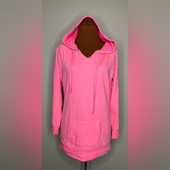 Zenana Outfitters Extra Long Hooded Sweatshirt Size Medium - Picture 1 of 6